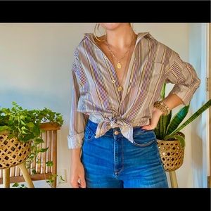 Vintage collared striped boyfriend top ✨